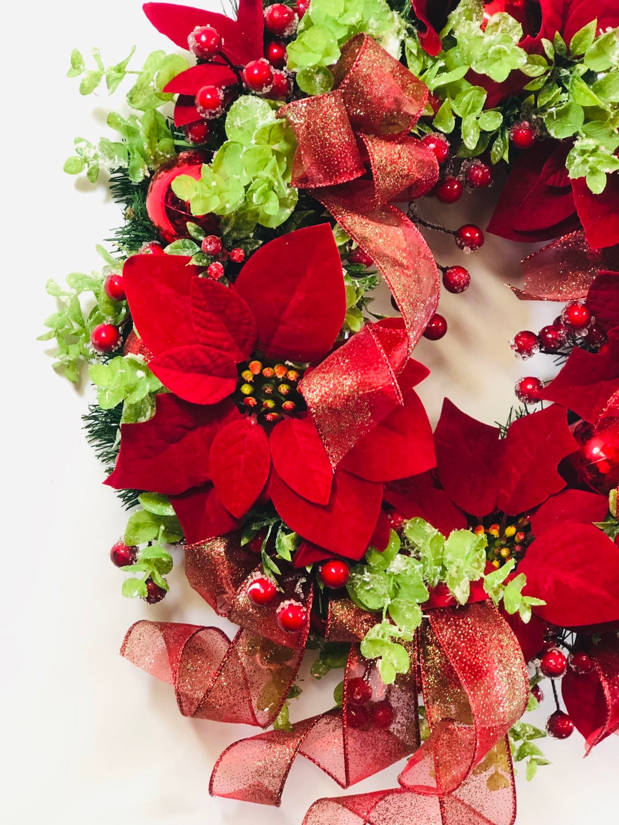 Christmas Door Wreathred Christmas Wreathholiday Etsy