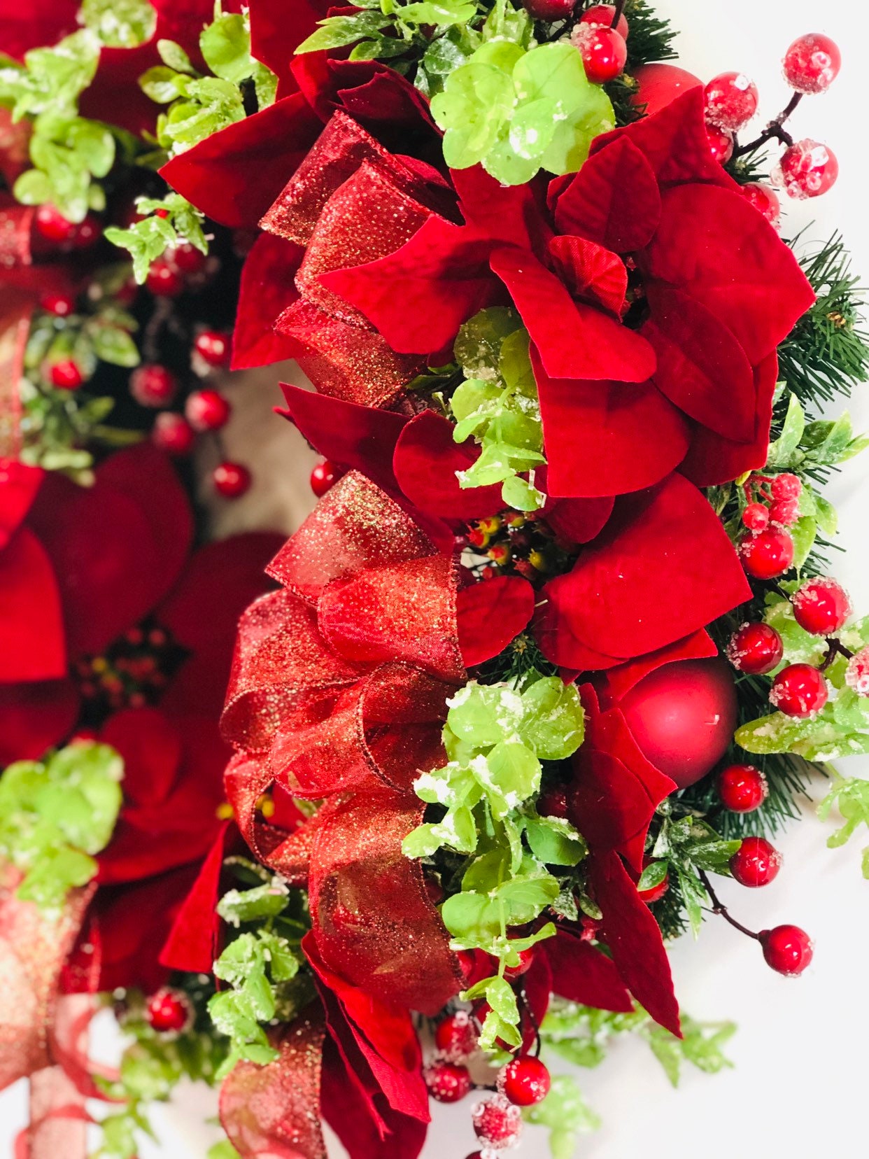 Christmas Door Wreathred Christmas Wreathholiday Etsy