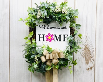 Summer Wreath-Front Door Wreath-All season-Everyday Wreath-Everyday Door Wreath-Year Round Wreath-Welcome Wreath-Interchangeable Wreath