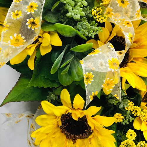 Sunflower Wreath-Summer Door wreath-front shops door wreath-sunflower decor-sunflower door wreath-Sunflower Decor