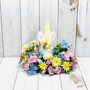 Table Centerpiece-Table Arrangement-Easter Centerpiece-Spring Floral Arrangement-Centerpiece-Floral Arrangement-Gnome Centerpiece