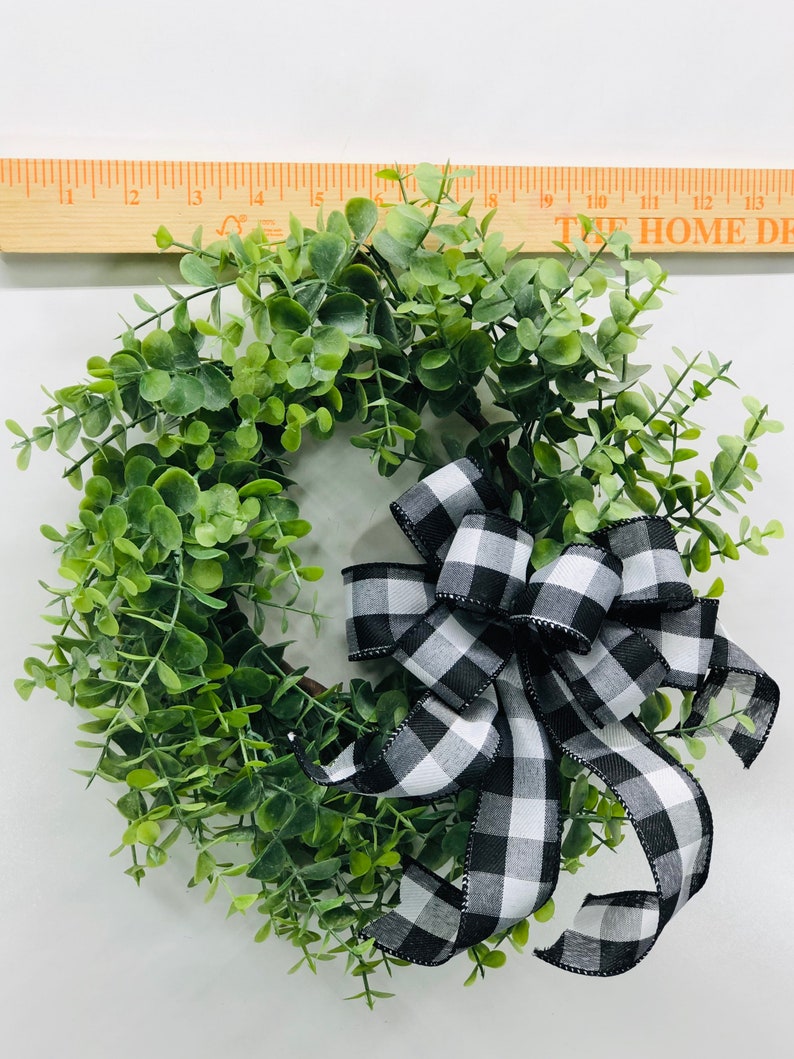 Eucalyptus WreathSmall Farmhouse WreathBlack and White Check Etsy