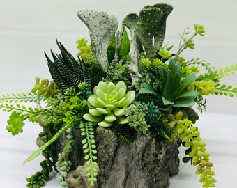 Summer Handmade Composition with Succulents Summer Table composition Handmade Composition with Natural Elements Handmade Table Decoration