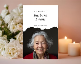 Storytelling Obituary Template Canva | Modern Funeral Program Template | Celebration of Life Program | Funeral Announcement