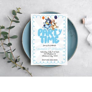Bluey Birthday Invitation | Editable Canva Template | Digital Download | Printable Bluey Party Invite | Kids Birthday Invitation