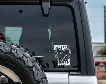 Respect the Locals Decal: Shark Heart Car Window Sticker