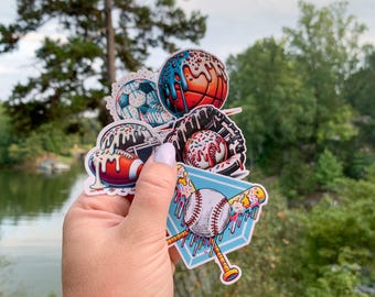 Drippy Sports Stickers: Baseball, Football, Soccer, Softball