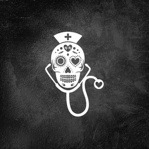 sugar skull nurse nurse monogram nurse decal skull nurse decal custom car decal nursing gift custom nurse decal gift for nurse image 2