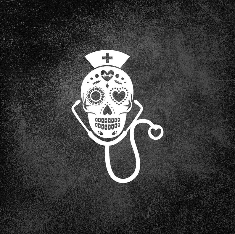 sugar skull nurse nurse monogram nurse decal skull nurse decal custom car decal nursing gift custom nurse decal gift for nurse image 2