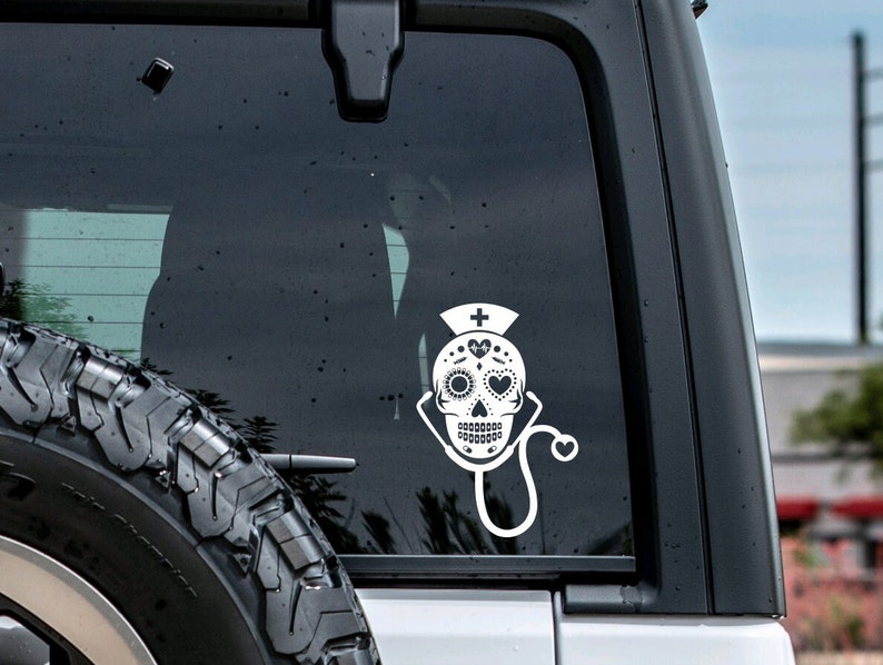 sugar skull nurse nurse monogram nurse decal skull nurse decal custom car decal nursing gift custom nurse decal gift for nurse image 1