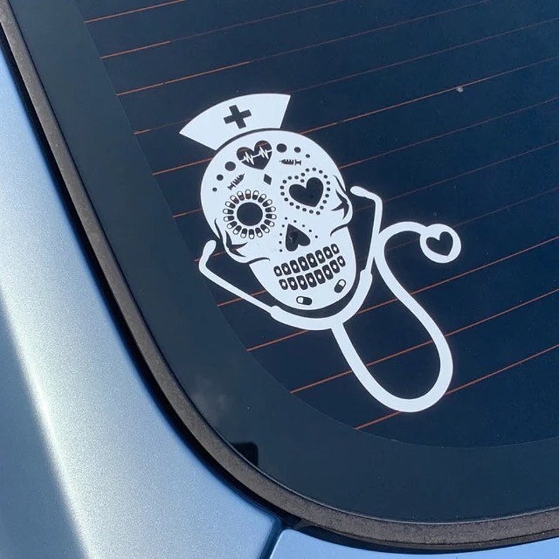 sugar skull nurse nurse monogram nurse decal skull nurse decal custom car decal nursing gift custom nurse decal gift for nurse image 4