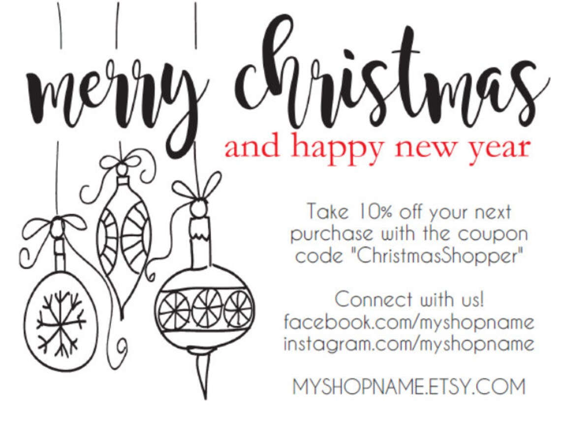 Holiday Card Holiday Business Card Merry Christmas Thank You | Etsy