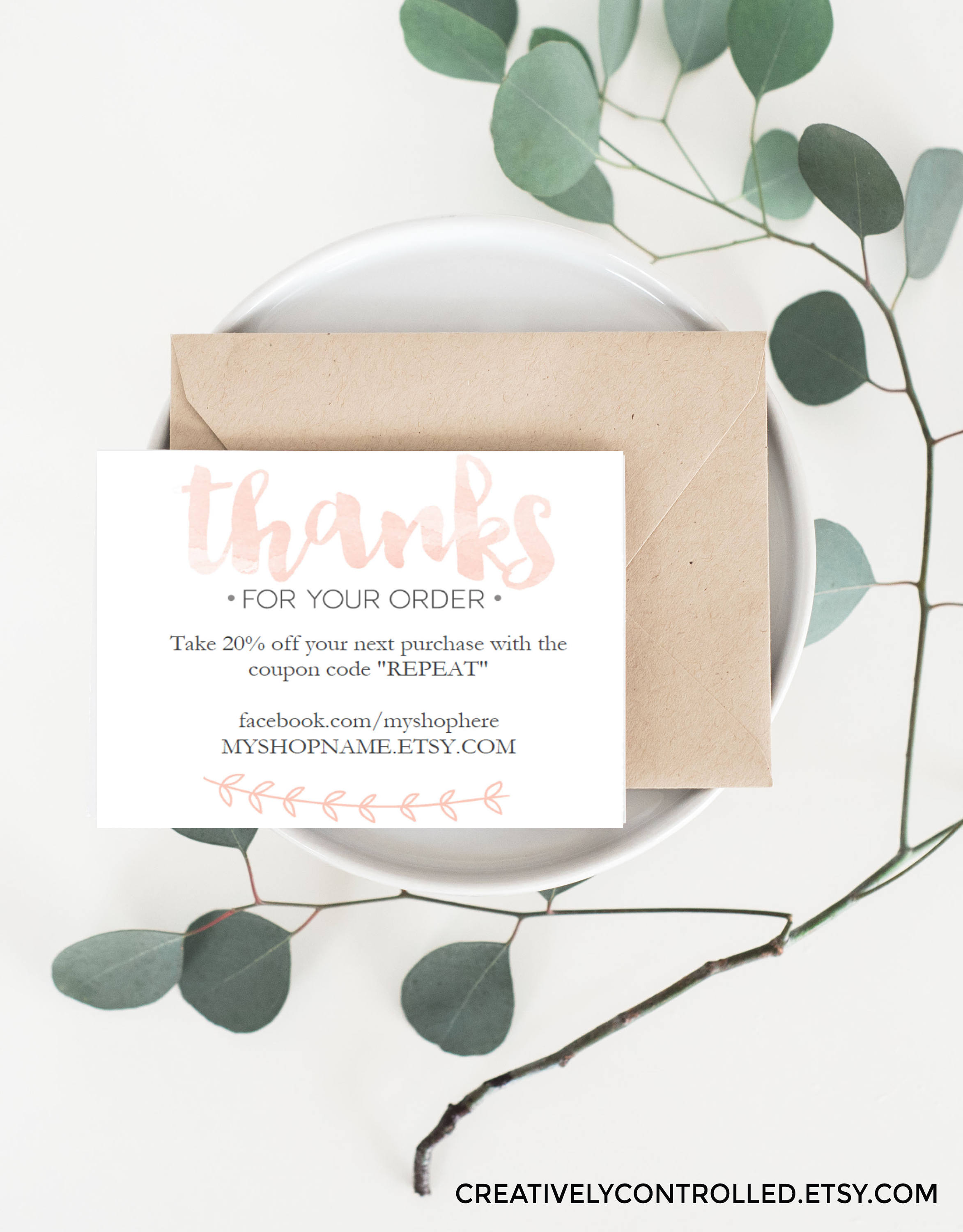 Business Thank You Card Instant Download Etsy Seller Thank Etsy