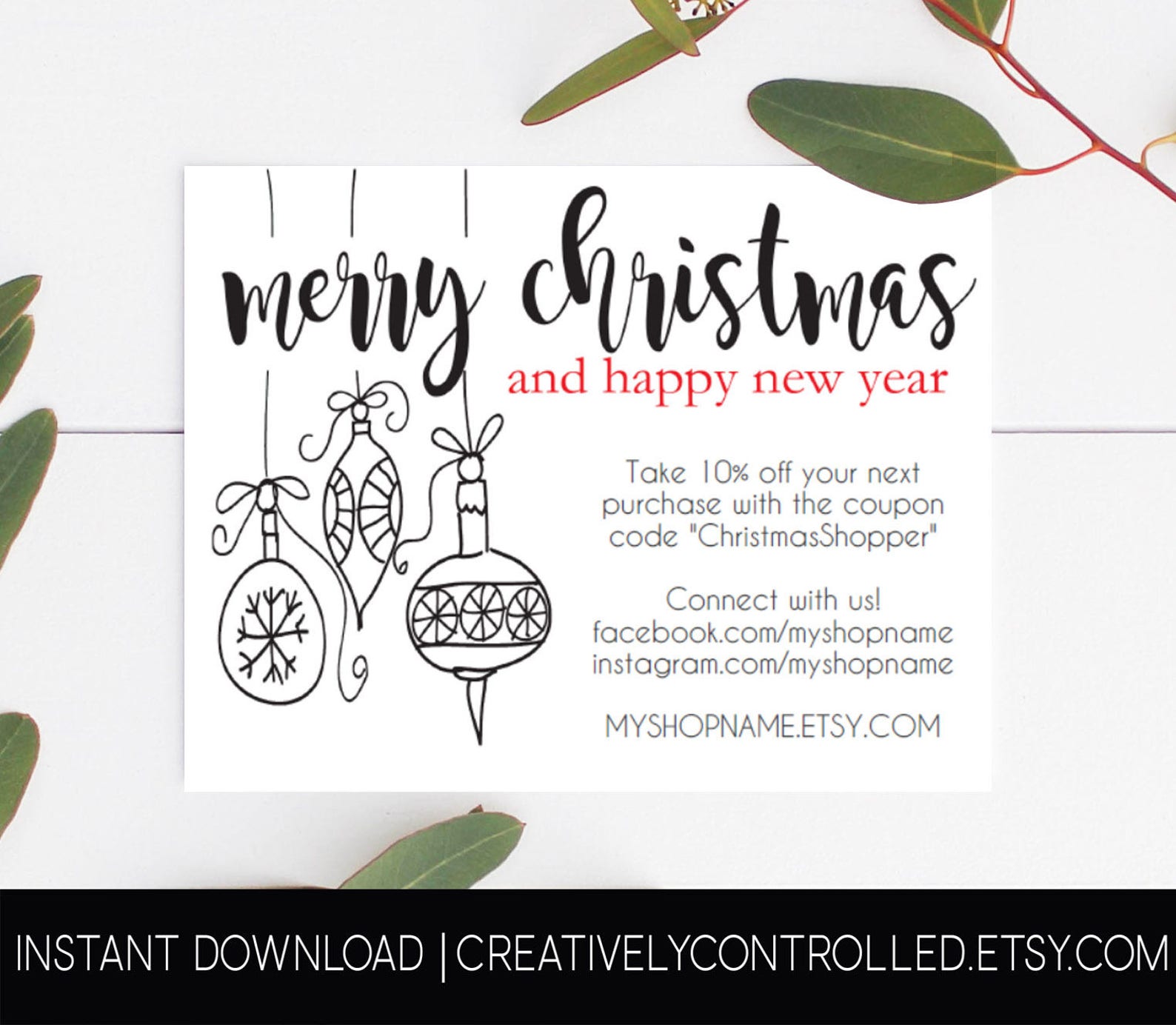 Holiday Card Holiday Business Card Merry Christmas Thank You | Etsy