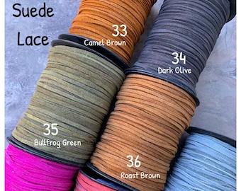3mm Suede Lace 3mm wide Suede Color Choice of Suede lace Suede Suede Soft Lace Leather Lace