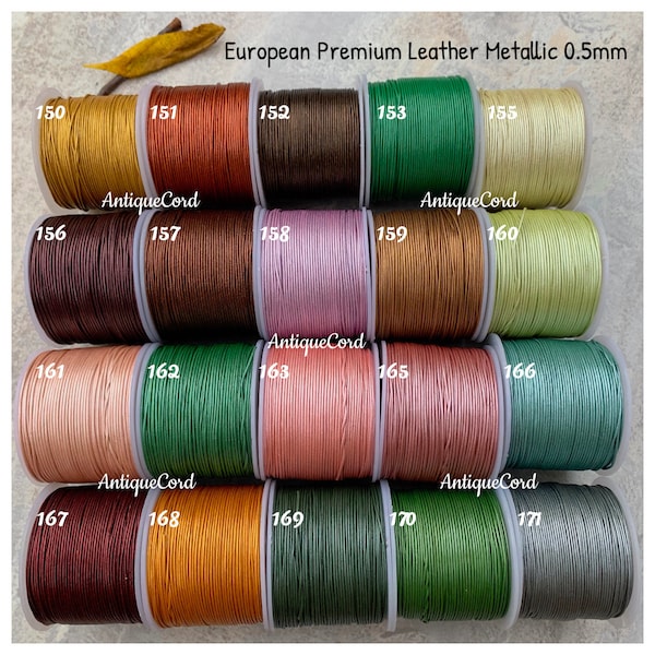 0.5mm Leather Cord Metallic Leather by the Yard Over 30 colors to choose .5mm Cording Antique Color
