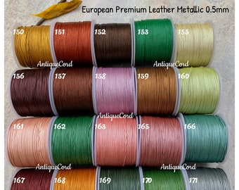 0.5mm Leather Cord Metallic Leather by the Yard Over 30 colors to choose .5mm Cording Antique Color