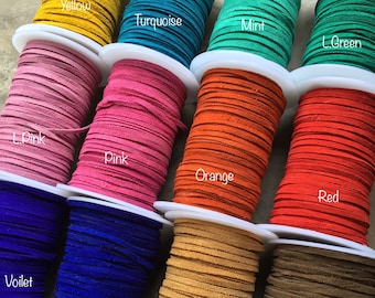 3mm Suede Lace, 3mm wide, Choose Color of Suede lace, Suede Lace, Suede, Leather Lace, Leather lace