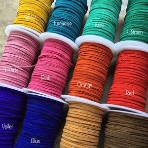 3mm Suede Lace, 3mm wide, Choose Color of Suede lace, Suede Lace, Suede, Leather Lace, Leather lace