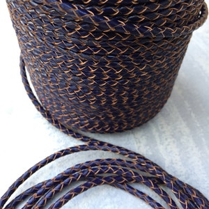 3mm Premium Leather Braided Round Bolo Cord Dark Blue Bracelet Necklacesb24