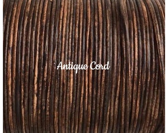 2mm Natural Destroy Brown Leather Round Cord Distressed brown Bracelet Cording Supply Leather 3