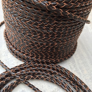 4 mm Premium Bolo Cord Genuine Leather Braided Bolo Leather Cord Mocha Brown 4.0 mm Leather Cord Dark Brown b27