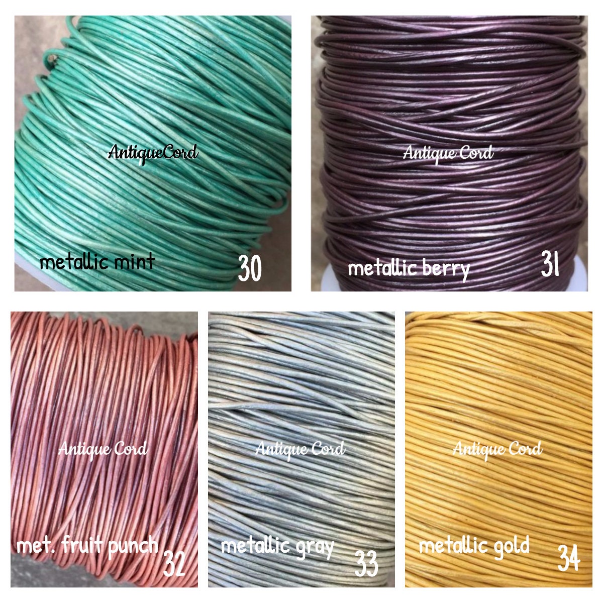 1.5mm Round Leather Cord Metallic Leather String by the Yard Over 38 ...