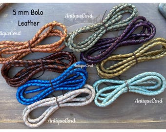 5mm Genuine Leather Round Bolo Braided Leather Cord 5.0 mm Bolo Leather Cord