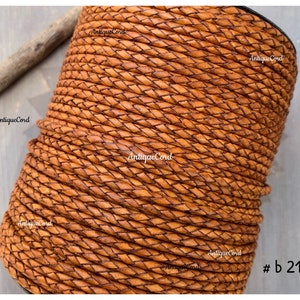 4mm Premium Leather Genuine Leather Braided Leather Cord Braided Cord 4.0 mm Burnt Brown b21