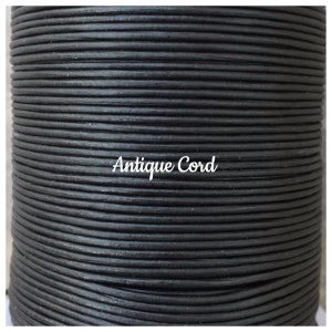 0.5mm Matte Black Leather Round Cord Premium European Leather .5mm size cord 20