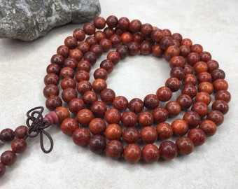 Myanmar Red Sandalwood Roundwood Beads Yoga Meditate Buddha Mala 8mm Beads Round 108PCS - W1047