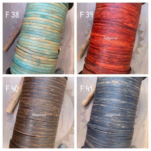 5mm x 2mm Premium Leather Genuine Cord Antique Cord 5.0 mm Width Flat Lace By The Yard Unique Flat Leather Lace 18 Colors Matte Finished