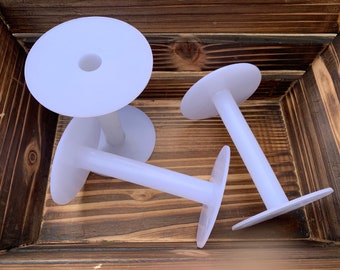 white plastic spools 2 1/4" tall spools empty for chain cord wire ribbon spools bobbin craft plastic spool 6cm tall (B)
