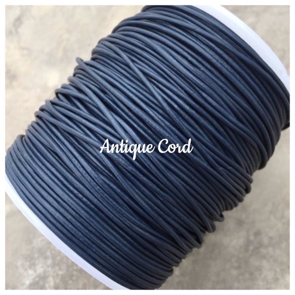 1mm Matte Deep Blue Leather Round Cord DIY Jewelry Supply Wholesale USA Seller Thin Matte Navy Blue 9