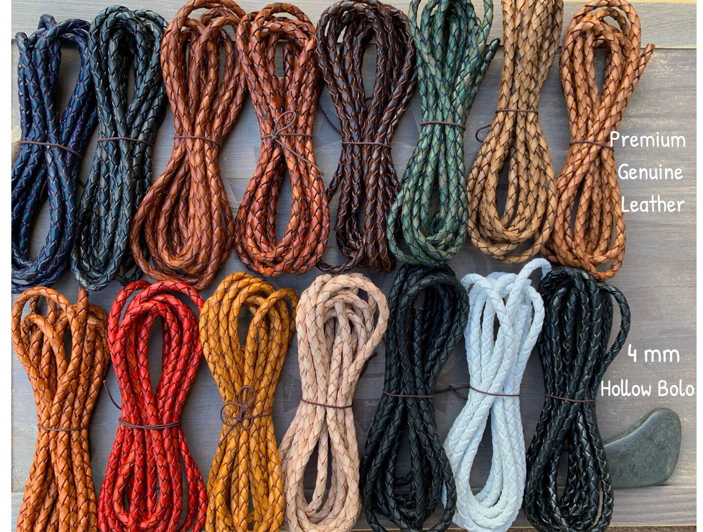 4mm Hollow Bolo Premium Genuine Leather Cord Antique 4.0 mm Holo Bolo Cord  bolo cords with no filler sell by meter
