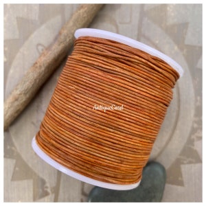 1mm Premium Antique Dye Taupe Leather Round Cord Brown Vintage Brown 50.1