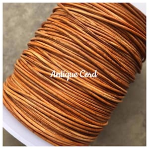 1mm Natural Tan Leather Round Cord Distressed Tan Round Leather Bracelet Necklace Lace 14
