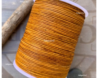 0.5mm Premium Quality leather round cord light brown .5mm thin round leather distressed brown jewelry beads cording 23