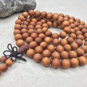 6mm 108PCS Grade A Fragrant Australia Barbie Sandalwood Mala Beads Wooden Meditation Prayer Beads - W1024