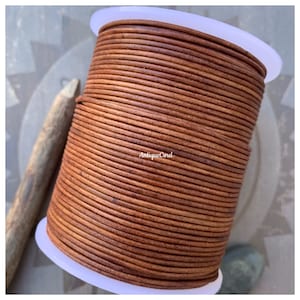 1.5mm Premium Leather Vintage Brown Round Leather Cord Jewelry Making Cording 16