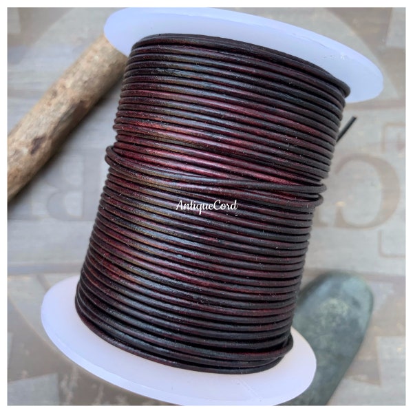 1mm Premium Quality round leather lace dark cherry brown 1.0mm thin round leather red dark brown jewelry making string 207