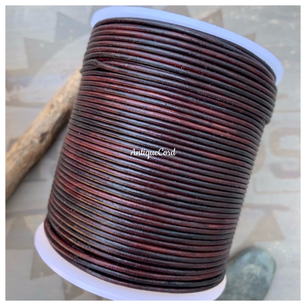 1.5mm Leather Round Cord 1.5 mm Dark Cherry Brown Round Leather Jewelry Making String Dark Brown 207