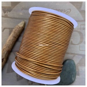 1mm Premium Quality Leather Metallic Bronze Round Leather Cord Beading Cording 40