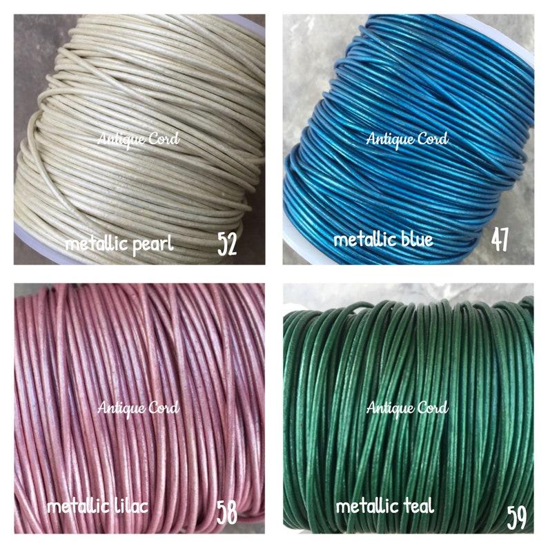 1.5mm Round Leather Cord Metallic Leather String by the Yard Over 38 ...