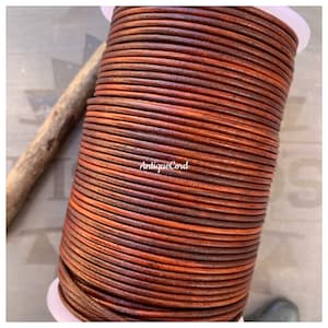 2mm Quality Leather Antique Red Brown Leather Round Cord Brown Cord r215