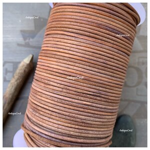 2mm Premium Round Leather Cord Antique Charcoal Brown 2.0 mm Thick Cord Matte Finish 206