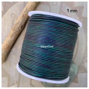 1mm Premium Leather Antique Green Round Cord 1 mm Cording Leather Distressed Green Jewelry Cord 202