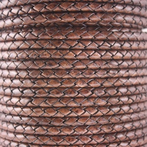 6.5mm - 7mm  Premium Leather Bolo Braided Bolo Leather Cord genuine leather necklace bracelet Mocha Brown
