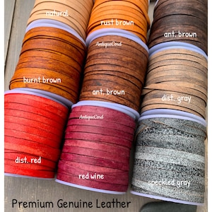 5mm Premium Genuine Flat Leather Cord Antique 5.0 mm x 1.0 mm Flat Lace By The Yard Distressed Flat Lace 47 color choices