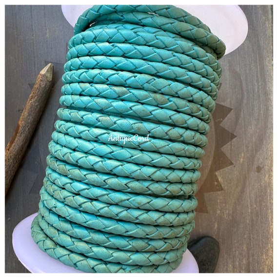 5mm Genuine Leather Leather Cord Bolo Braided Antique Baby blue Bracelet  Jewelry Dirty Light Blueb 59